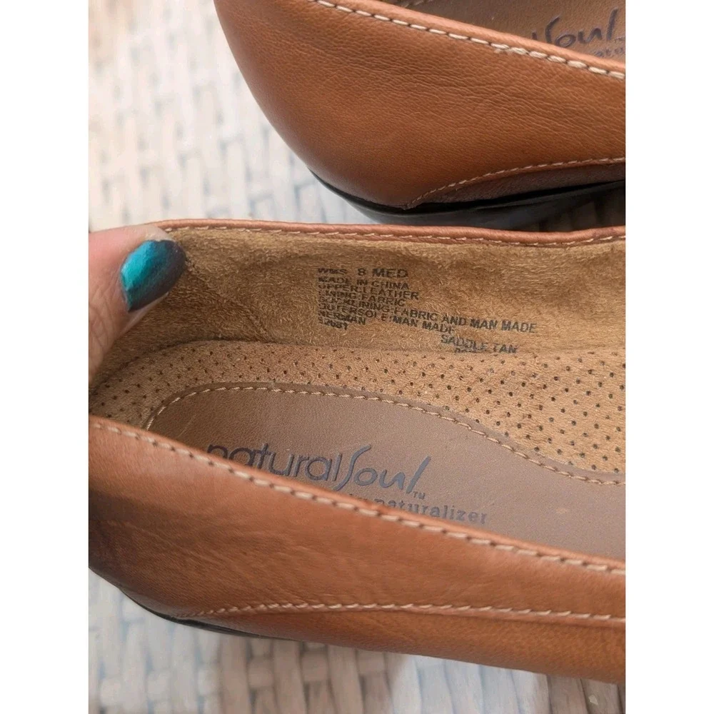 Quiet Luxury Brown Leather Ballet Flats Natural Soul Naturalizer 8.5 M